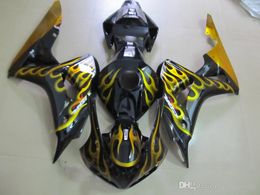 High quality Injection Moulding Fairings for Honda CBR1000RR 2006 2007 black yellow flames fairing kit CBR 1000 RR 06 07 BN78