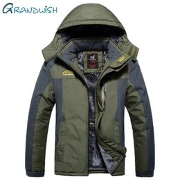 Grandwish New Winter Fleece Military Jackets Men Windproof Waterproof Outwear Parka Jacket Mens Plus Size 9XL Overcoat, ZA037