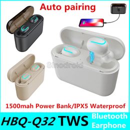 HBQ Q32 TWS Ture Wireless headphones Bluetooth 5.0 Headset With Mic Mini Twins Gaming Earphone Waterproof Earbud with Charging Box Headphone