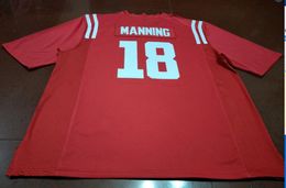 Custom Men Youth women #18 Red Archie Manning Ole Miss Rebels Football Jersey size s-4XL or custom any name or number jersey