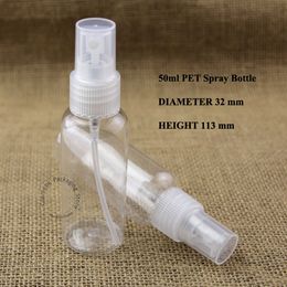 Wholesale 100pcs/Lot 50ml PET Perfume Atomizing Spray Bottle Liquid Plastic Pot Cosmetic Container Transparent Lid