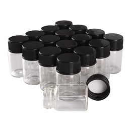 Lots 100 pieces 6ml 22*35mm Mini Glass Bottles with Black Plastic Caps Spice Jars Perfume Bottle Art Crafts