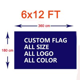 Custom Flags 6x12ft 180x360cm Big Large Custom Flag Polyester Printing Huge Giant Flags Banner Factory Manufacturing with Cheap Price