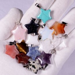 Natural Stone Five-pointed Star Pendant Charms Fashion Jewellery Necklace Earrings Making Findings Wholesale MKI Brand
