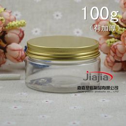 Free shipping: 100g PET Bottle with Gold/pink/white Aluminium Cap 100ml Plastic Container Cream Jar Cosmetic