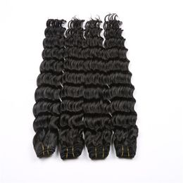 Deep Wave Hair Weave Natural Color 3 or 4 Bundles Deals 100% Mongolian Human Curly Weaving Remy Hair Extensions