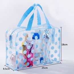 Dot Women Travel Swimming Transparent PVC Cosmetic Storage Bag Waterproof Makeup Pouch Wash Toiletry Tote Outdoor Organizer Bag F3696