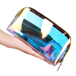 Laser Travel PVC Cosmetic Bags Women 2 Sizes Makeup Bags Organiser Bath Wash Make Up Toiletry Transparent Clear Pouch Cute Bag