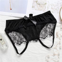 Women Sexy Lingerie Hot Erotic Sexy Panties Open Crotch Porn Lace Underwear Crotchless Underpants Sex Wear Briefs Black White