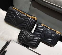 Classic luxury designer handbag high quality leather women's Messenger bag fashion love V wave shoulder bag chain bag