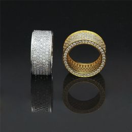 Ice Out Gold Plated Rings For Men Fashion Bling Hiphop Jewellery Pop Hip Hop Zircon Ring Lover Gift