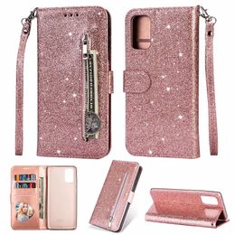 Bling Wallet Glitter Leather Zipper Flip stand Cover Case for iphone 11 pro max XS MAX XR 6 7 8 PLUS Samsung S8 S9 S10 PLUS S10E