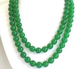 necklace Free Shipping >> 33"Inch LONG Beautiful ASIA GREEN Jade 10mm Beads Jewellery Necklace