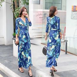 Women's Bohemian Print Sexy Party Cotton Beach Dress National Style Casual Women's Beach Vintage Dress