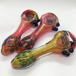 Pretty Drawing Colourful Pyrex Glass Bong Smoking Philtre Holder Tube Handpipe Handmade Herb Tobacco Portable Holder DHL Free