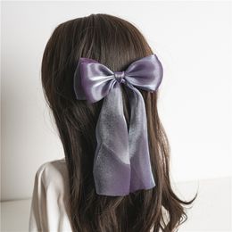 Fantasy Yarn Knot Bow Hair Clips for Women Hairpin Long Ribbons Headdress Solid Color Bow-knot Hair Accessories Headwear
