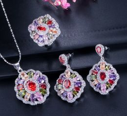 blue diamond earings UK - high quality low price more color diamond crystal wedding bride jewerly set necklace earings ring 66rere