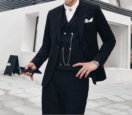 Handsome One Button Groomsmen Peak Lapel Groom Tuxedos Men Suits Wedding/Prom/Dinner Best Man Blazer(Jacket+Pants+Tie+Vest) W98