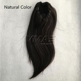 VMAE Brazilian Peruvian Straight Natural Color #1B #4 #6 Double Drawn 120 g Horsetail Clip in Drawstring Ponytails Virgin Human Hair Extension