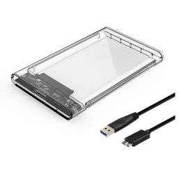 Clear USB3.0 to SATA3.0 External Hard Drive Case Enclosure with Cable for 2.5inches HDD and SSD SATA Interface Gard Clear