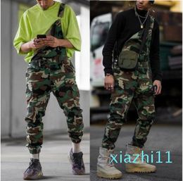 fashion-2019 European and American camouflage pants overalls long strap men's casual pants large size men's clothing