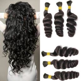 Unprocessed Curly Braiding Human Hair 9A 3pcs Deal Brazilian Loose Wave Hair Bulks For Micro Braids