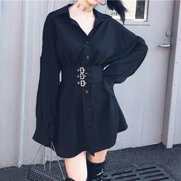 2020 Spring Black Sashes Women's Shirt Feminine Blouse Top Casual Slim Waist Female Shirts Fashion Women Blouses blusas mujer