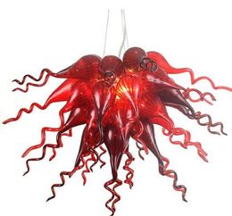 Pendant Lamps Red Blown Glass Art Chandeliers Light Led Lights Home Decoration Style Hand Blown-Glass Chandelier