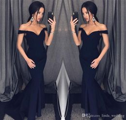 2019 Sexy Black Mermaid Evening Dress Cheap Off The Shoulders Long Formal Wear Bridesmaid Dress Party Gown Custom Made Plus Size