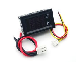 Freeshipping 10pcs DC 0-100V 10A Digital Voltmeter Ammeter Dual Display Voltage Detector Current Meter Panel Amp Volt Gauge 0.28" Red e