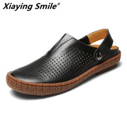 2019 Hotsell cow leather Classic Men Outdoor Casual Flats Sandals Fashion Summer Beach Shoes Cheap Top Quality Non-slip Slippers