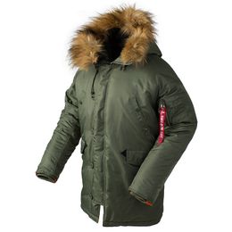 Mit Winter Pelzmantel Thermische Winter jacke Starke Pelz Herren Oberbekleidung Echt Kapuze Männer Stil Pelz Wolf Mantel Pelzmantel Lange Warme 3j4ARL5