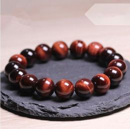 8mm Natural Red Tiger Eye Bracelet Gold Bead Bracelet Men and women Crystal Quartz Gem Lucky Ornament