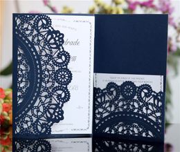 Laser Cut Wedding Invitations 8 Colors Hollow Folding Personalized Wedding Invitation Cards Business Party Birthday Cards