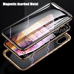 Magnetic Adsorption Case For iPhone 11 Pro XS Max XR Double-Sided Glass Magnetic Case For iPhone 7 8 6s Plus XR Cover