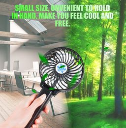 Portable USB Mini Fan Battery Rechargeable Foldable Handle Cooler Cooling Fans Cooler for Outdoor Sports Travel 200pcs/lot