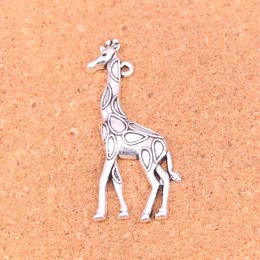 30pcs Charms giraffe deer Antique Silver Plated Pendants Making DIY Handmade Tibetan Silver Jewellery 53*23mm