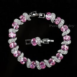 Fashion-925 Sterling Silver Bridal Wedding Party Jewellery Super White Cubic Zirconia Chain & Link Bracelet For Brides B081 S915