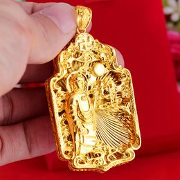 Vintage Buddha Pendant Necklace Rope Chain 18K Yellow Gold Filled Buddhist Beliefs Womens Mens Jewellery Gift