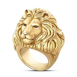 Lion Head Men Ring Gold Engagement Rings For Men Wedding Jewelry Wedding Rings Accessory Size 7-12 Free Shipping