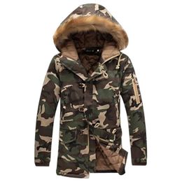 Hot Men Thick Long Jacket Coat Parkas Camouflage Hooded Overcoat Male Fur Collar Winter Fashion Snowcoats Plus Size XXXL 4XL 5XL
