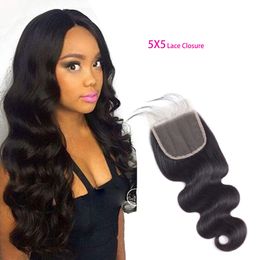 Malaysian Human Hair 5X5 Lace Closure With Baby Hair Body Wave 12-26inch 5*5 Closures Products Top Closures