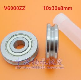 20pcs V6000ZZ V6000 ZZ 6000VV 10x30x8mm V groove ball bearing guide track roller wheel pulley bearing 10*30*8mm