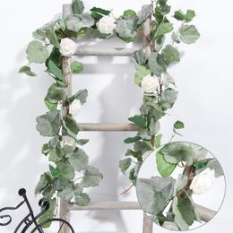 NEW-2 Pack Artificial Hanging Leaves Vines 5.6 Feet Fake Begonia Leaves Plant Garland for Indoor Outdoor Wedding Decor Gr