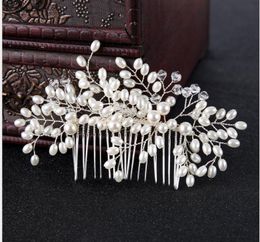 Pearl crystal hair comb bridal tiara silver copper wire pearl comb hair accessories bridal jewelry