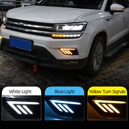 1 Pair For Volkswagen VW Tharu 2019 2020 2021 2022 LED DRL Daytime Running Light Daylights With Turn Signal Fog Lamp Cover