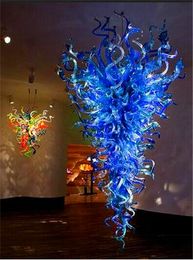 Pretty Blue CE/UL Certificate lamp Blown Murano Glass Art Deco Crystal LED Chandelier for Livingroom Decoration
