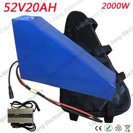52V 20AH Triangle battery 51.8V 20AH electric bicycle battery 51.8V 1000W 2000W Lithium Battery 50A BMS+58.5V 5A Charge+Free bag