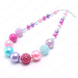 Beautiful Pink Color Kid Chunky Necklace Fashion Princess Bubblegume Bead Chunky Necklace Jewelry For Baby Kid Girl