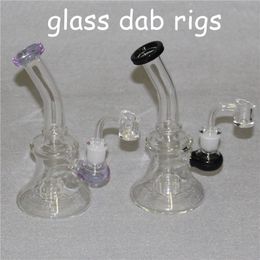14mm Female Hookahs Mini Glass Bong Water Pipes Pyrex Oil Rigs Thick Recycler Rig for Smoking with 4mm quartz bangers
